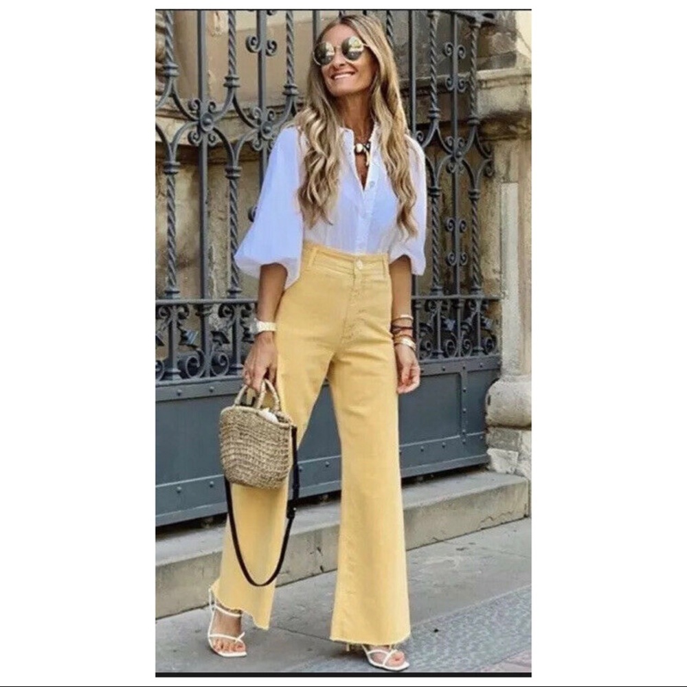 Zara Marine Straight Jean in rare YELLOW 💛